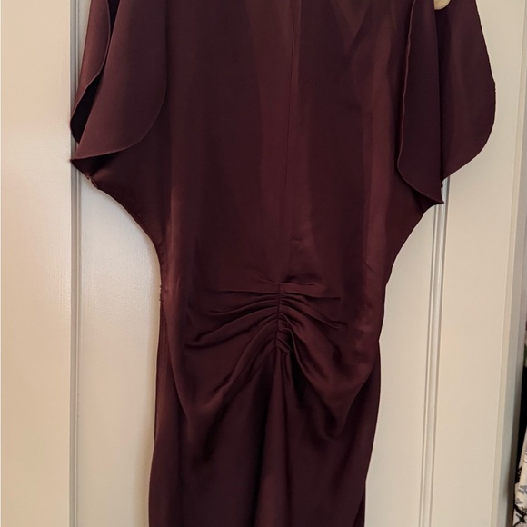 Victoria Beckham Satin Midi Dress in Burgundy/ Fig Color - Picture 7 of 11